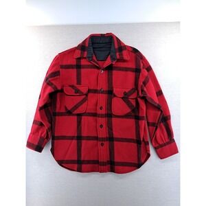 Vtg Wool Shirt Mens Small Medium Buffalo Plaid Check Anchor Button Loop Collar